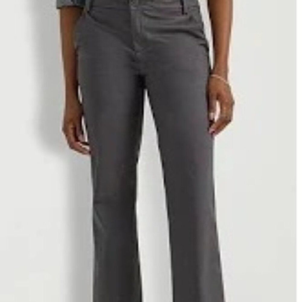 NWT Sonoma Dark Gray Fray Hem Bootcut Pants Mid Rise Work Size 4